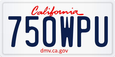 CA license plate 750WPU