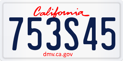 CA license plate 753S45