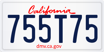 CA license plate 755T75