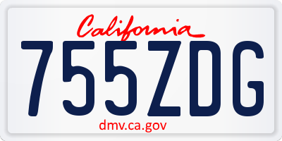 CA license plate 755ZDG