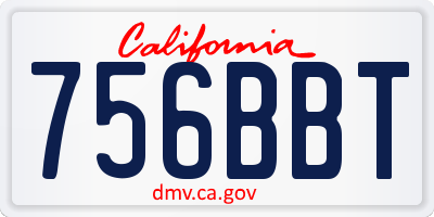 CA license plate 756BBT