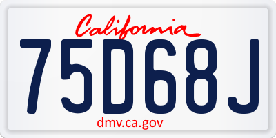 CA license plate 75D68J