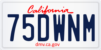 CA license plate 75DWNM