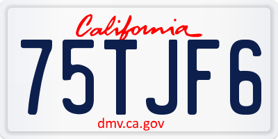 CA license plate 75TJF6