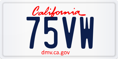 CA license plate 75VW