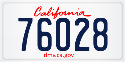 CA license plate 76028