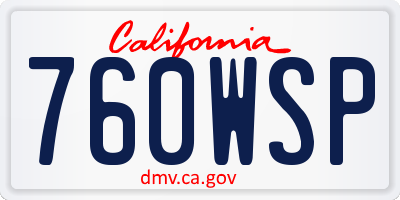 CA license plate 760WSP