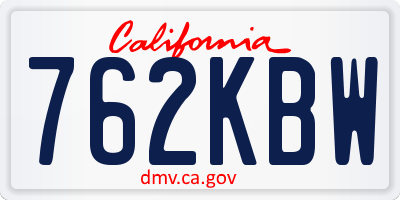 CA license plate 762KBW