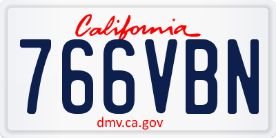 CA license plate 766VBN