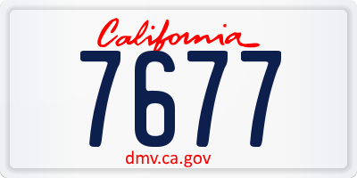 CA license plate 7677