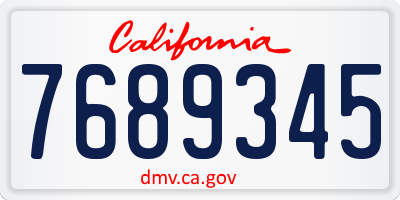 CA license plate 7689345