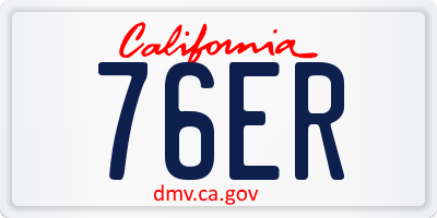 CA license plate 76ER