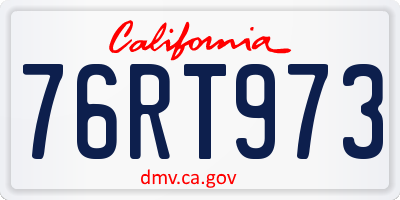 CA license plate 76RT973