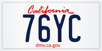 CA license plate 76YC