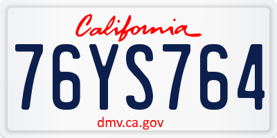 CA license plate 76YS764