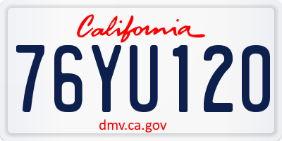 CA license plate 76YU120