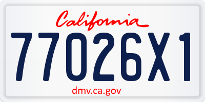 CA license plate 77026X1