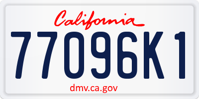 CA license plate 77096K1