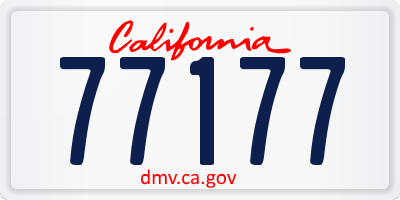 CA license plate 77177