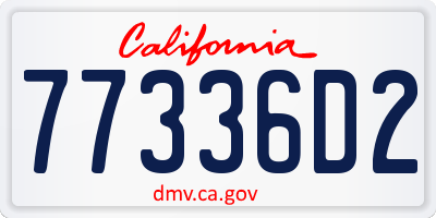 CA license plate 77336D2