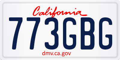 CA license plate 773GBG