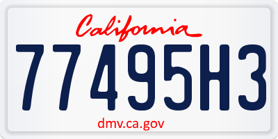 CA license plate 77495H3