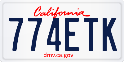 CA license plate 774ETK