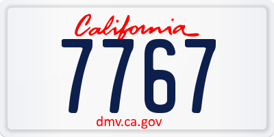 CA license plate 7767