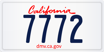 CA license plate 7772