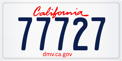 CA license plate 77727