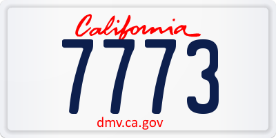 CA license plate 7773