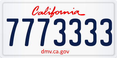 CA license plate 7773333