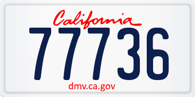 CA license plate 77736