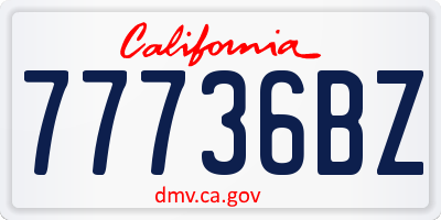 CA license plate 77736BZ