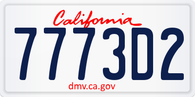 CA license plate 7773D2