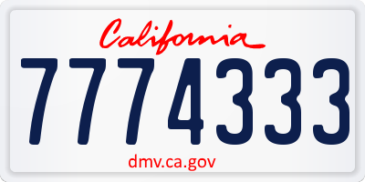 CA license plate 7774333