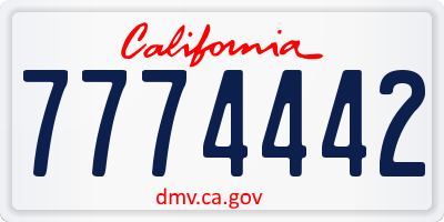 CA license plate 7774442