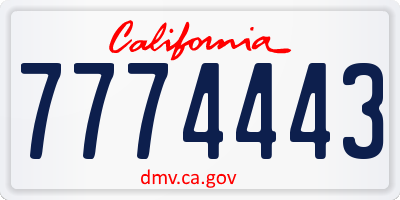 CA license plate 7774443