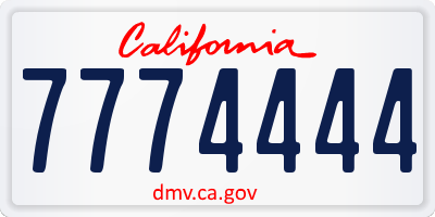 CA license plate 7774444