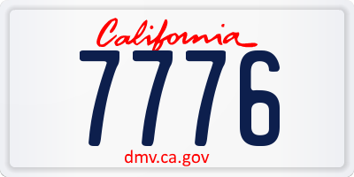 CA license plate 7776