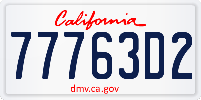 CA license plate 77763D2