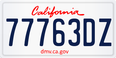 CA license plate 77763DZ