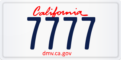 CA license plate 7777