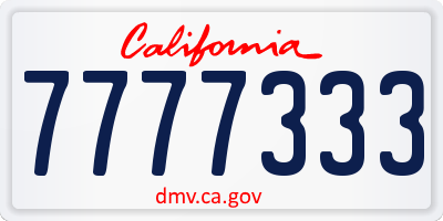 CA license plate 7777333