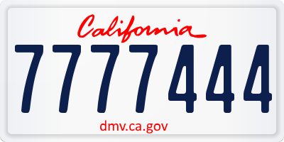 CA license plate 7777444