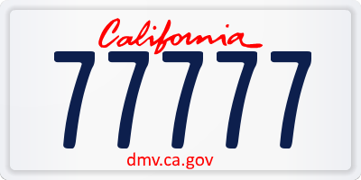 CA license plate 77777