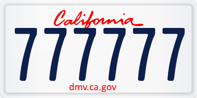 CA license plate 777777