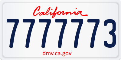 CA license plate 7777773