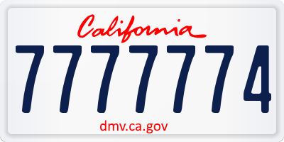 CA license plate 7777774