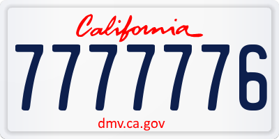 CA license plate 7777776